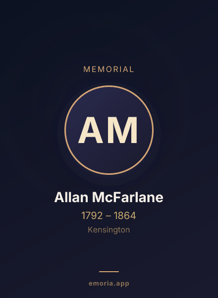 Memorial portrait of Allan McFarlane