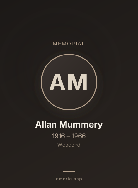 Memorial portrait of Allan Mummery