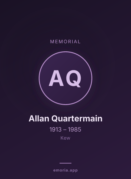 Memorial portrait of Allan Quartermain