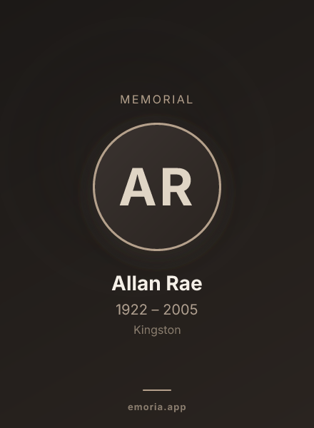 Memorial portrait of Allan Rae