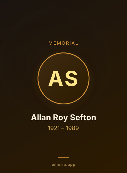 Memorial portrait of Allan Roy Sefton