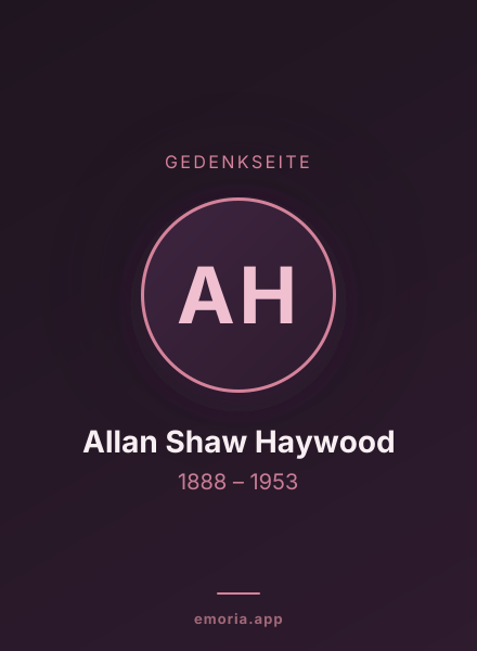 Gedenkportrait von Allan Shaw Haywood
