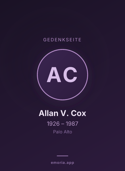 Gedenkportrait von Allan V. Cox