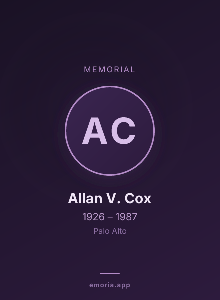 Memorial portrait of Allan V. Cox