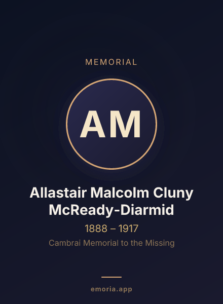 Memorial portrait of Allastair Malcolm Cluny McReady-Diarmid