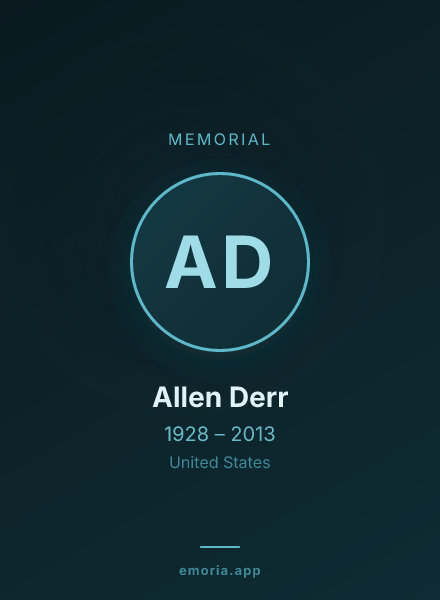Memorial portrait of Allen Derr