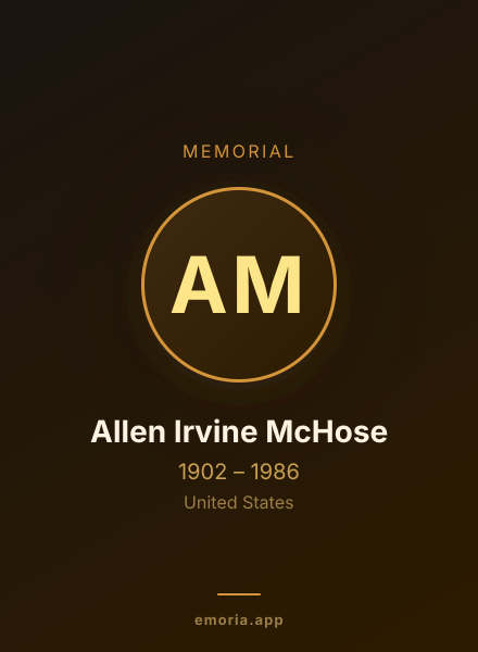 Memorial portrait of Allen Irvine McHose