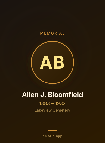 Memorial portrait of Allen J. Bloomfield