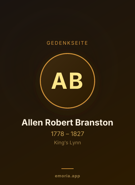 Gedenkportrait von Allen Robert Branston