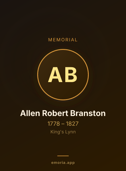 Memorial portrait of Allen Robert Branston