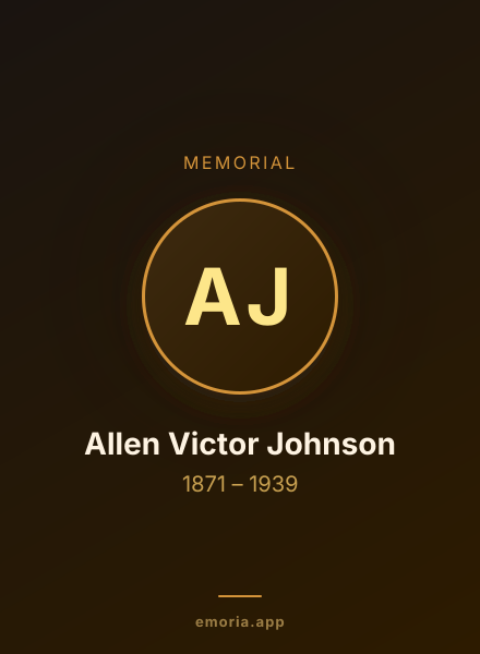 Memorial portrait of Allen Victor Johnson