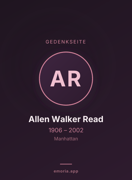 Gedenkportrait von Allen Walker Read
