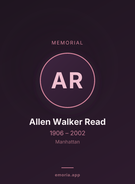Memorial portrait of Allen Walker Read