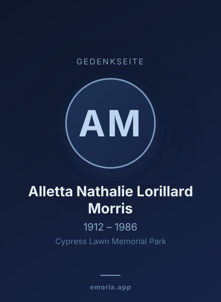 Gedenkportrait von Alletta Nathalie Lorillard Morris