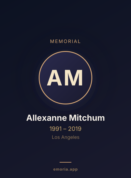 Memorial portrait of Allexanne Mitchum