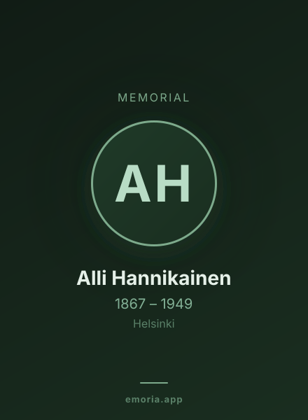 Memorial portrait of Alli Hannikainen