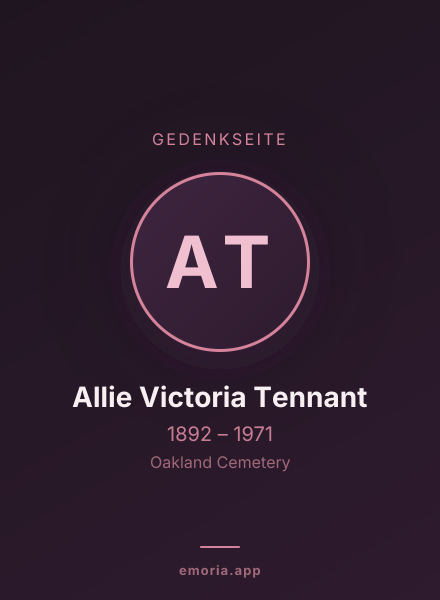 Gedenkportrait von Allie Victoria Tennant