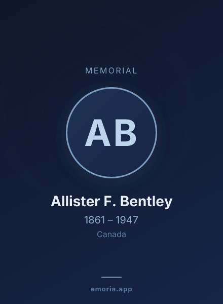 Memorial portrait of Allister F. Bentley