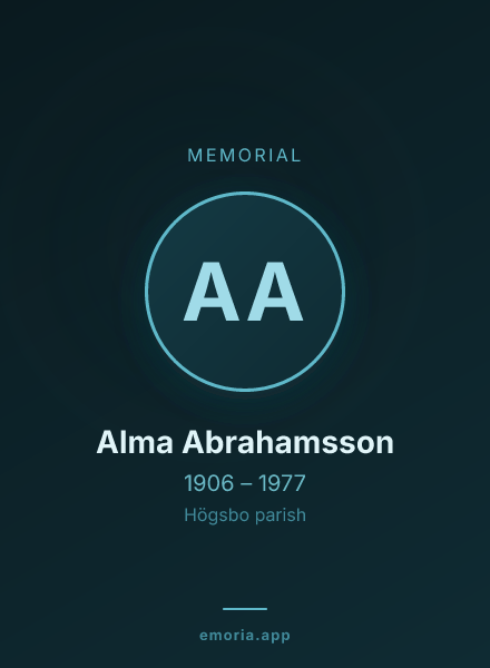 Memorial portrait of Alma Abrahamsson