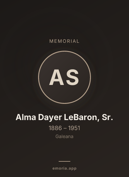 Memorial portrait of Alma Dayer LeBaron, Sr.