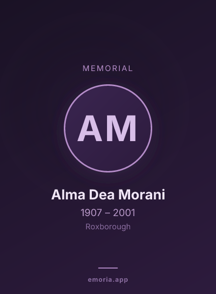 Memorial portrait of Alma Dea Morani