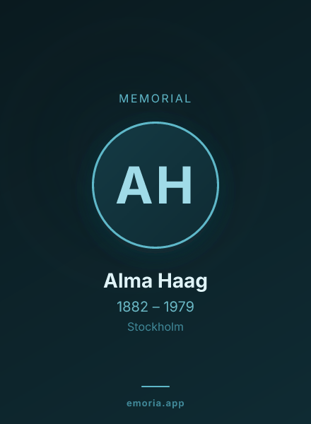 Memorial portrait of Alma Haag