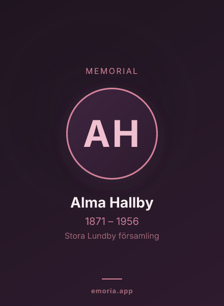 Memorial portrait of Alma Hallby