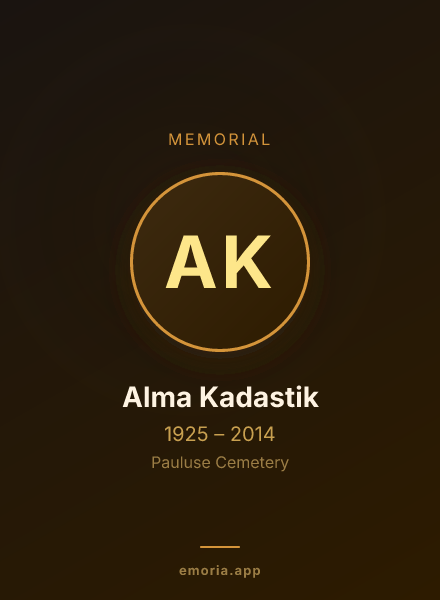 Memorial portrait of Alma Kadastik