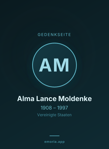 Gedenkportrait von Alma Lance Moldenke