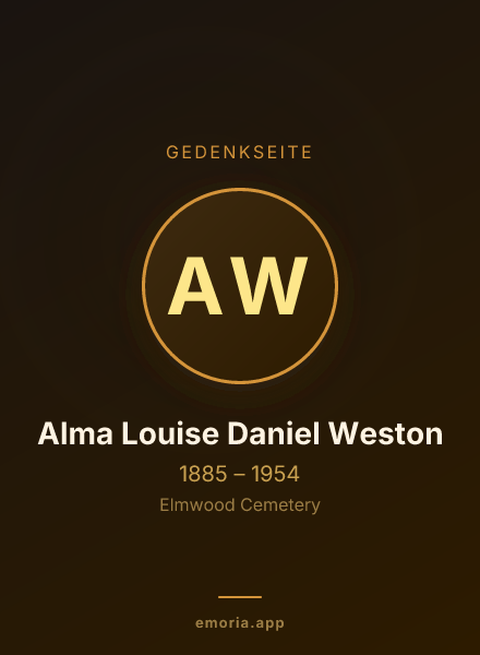 Gedenkportrait von Alma Louise Daniel Weston