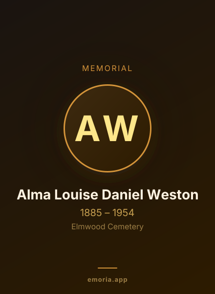 Memorial portrait of Alma Louise Daniel Weston