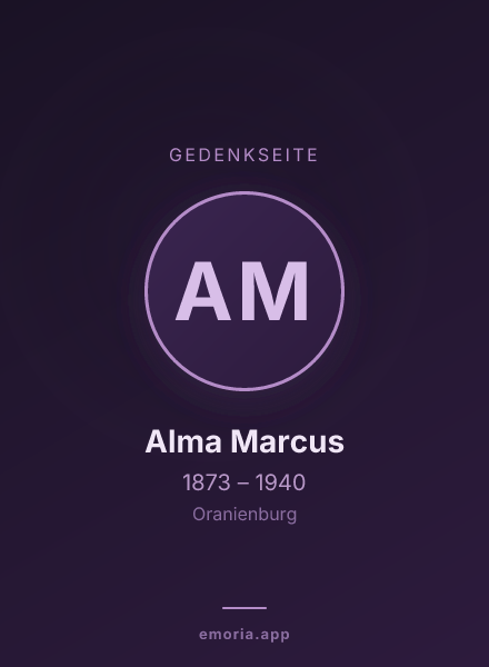 Gedenkportrait von Alma Marcus