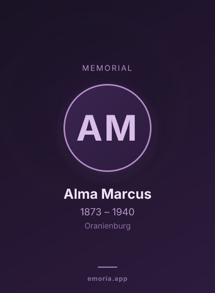 Memorial portrait of Alma Marcus