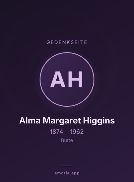 Gedenkportrait von Alma Margaret Higgins