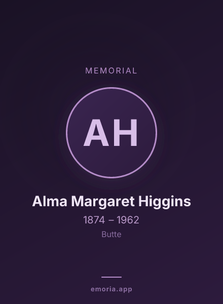 Memorial portrait of Alma Margaret Higgins