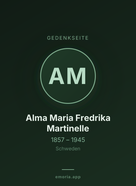 Gedenkportrait von Alma Maria Fredrika Martinelle