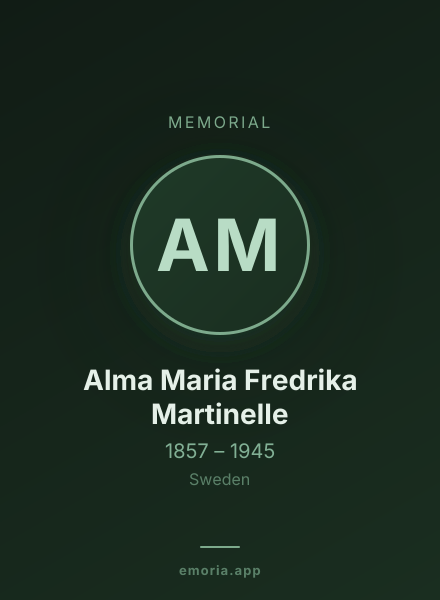 Memorial portrait of Alma Maria Fredrika Martinelle