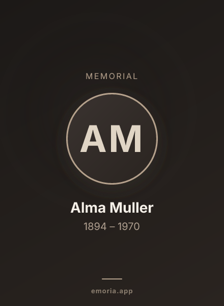 Memorial portrait of Alma Muller
