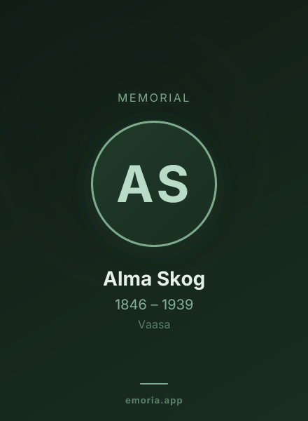 Memorial portrait of Alma Skog