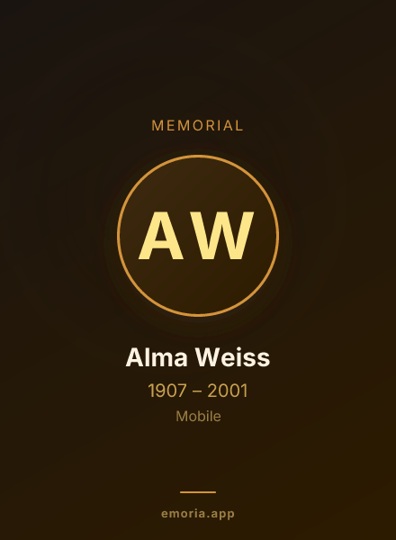 Memorial portrait of Alma Weiss