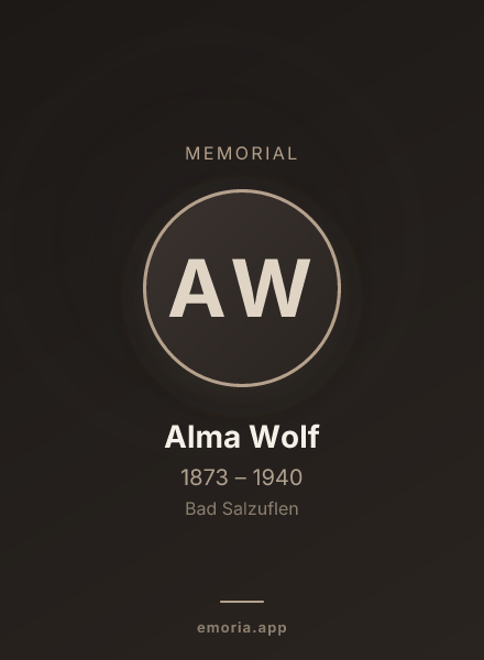 Memorial portrait of Alma Wolf