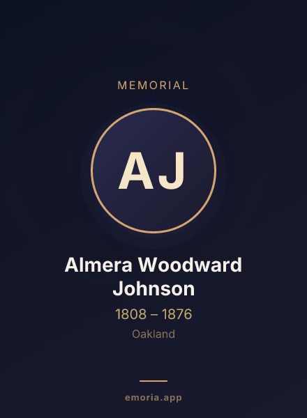 Memorial portrait of Almera Woodward Johnson