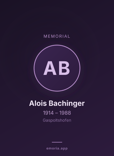 Memorial portrait of Alois Bachinger