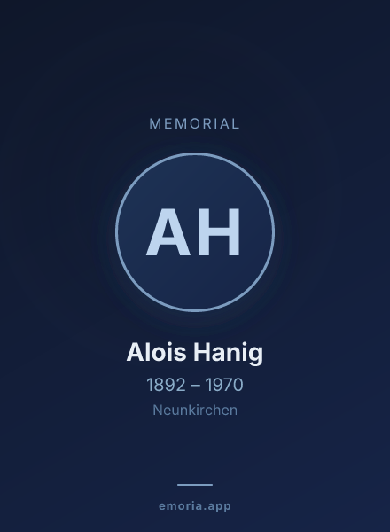 Memorial portrait of Alois Hanig