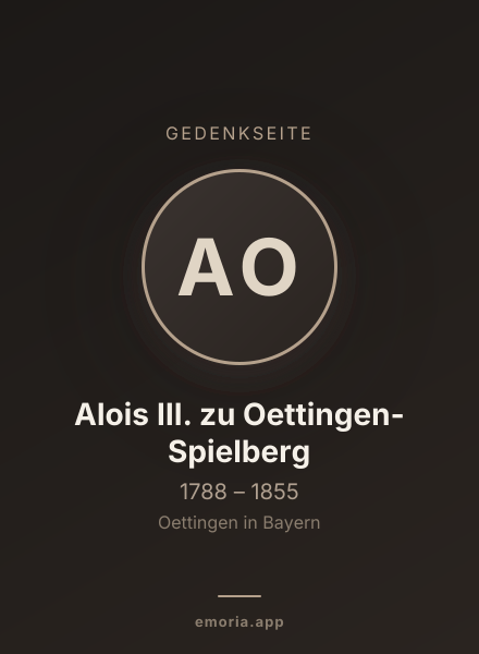 Gedenkportrait von Alois III. zu Oettingen-Spielberg