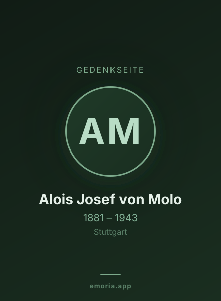 Gedenkportrait von Alois Josef von Molo