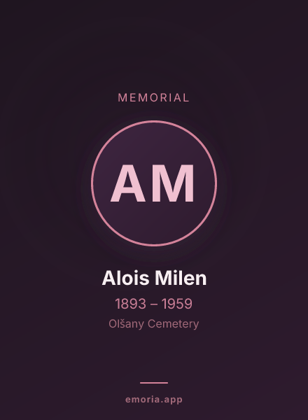 Memorial portrait of Alois Milen