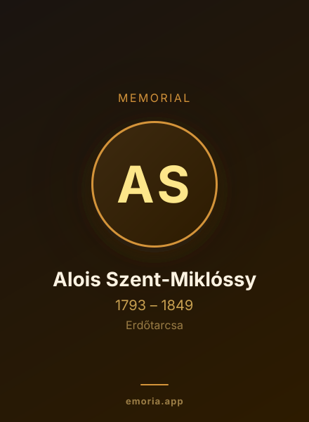 Memorial portrait of Alois Szent-Miklóssy