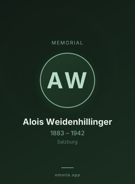 Memorial portrait of Alois Weidenhillinger