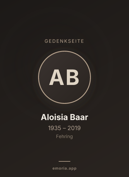 Gedenkportrait von Aloisia Baar